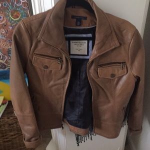 Tommy Hilfiger brown leather jacket.